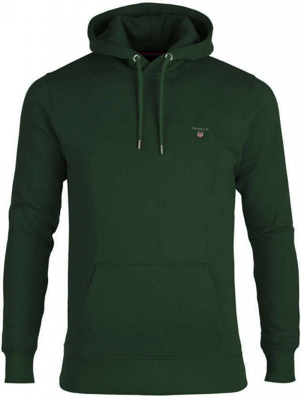 GANT Regular Fit Hooded Sweatshirt donkergroen, Effen