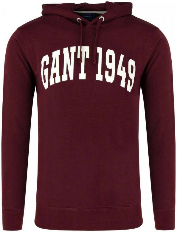 GANT Regular Fit Hooded Sweatshirt rood, Effen