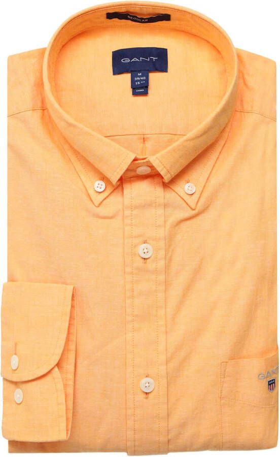 GANT Regular Fit Linnen hemd oranje, Effen