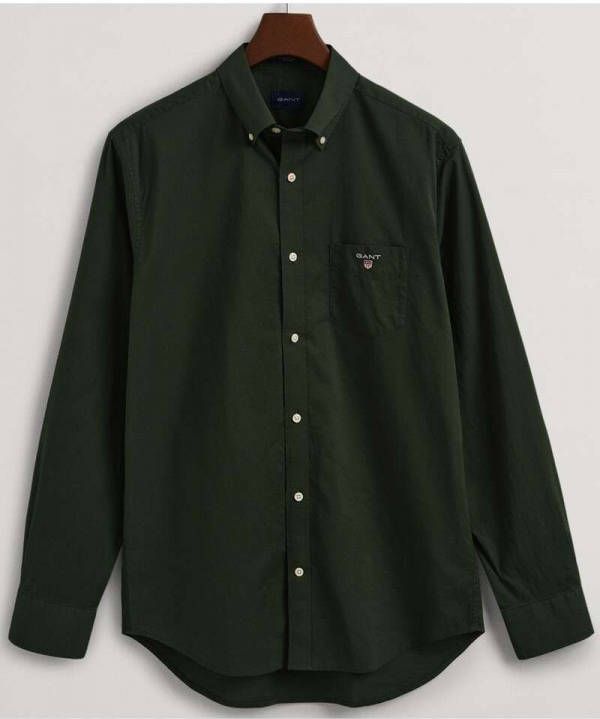 GANT Regular Fit Overhemd donkergroen, Effen