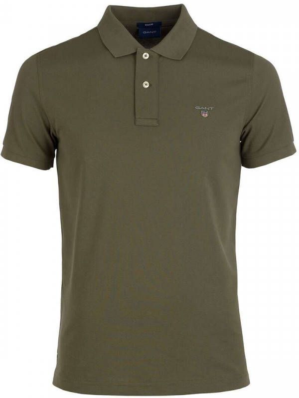 GANT Regular Fit Polo shirt Korte mouw olijfgroen