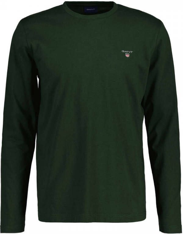 GANT Regular Fit Longsleeve donkergroen, Effen
