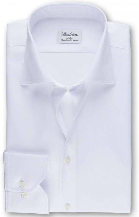 Stenströms Gepland Body Double Cuff Classic Dres shirt , Wit, Heren