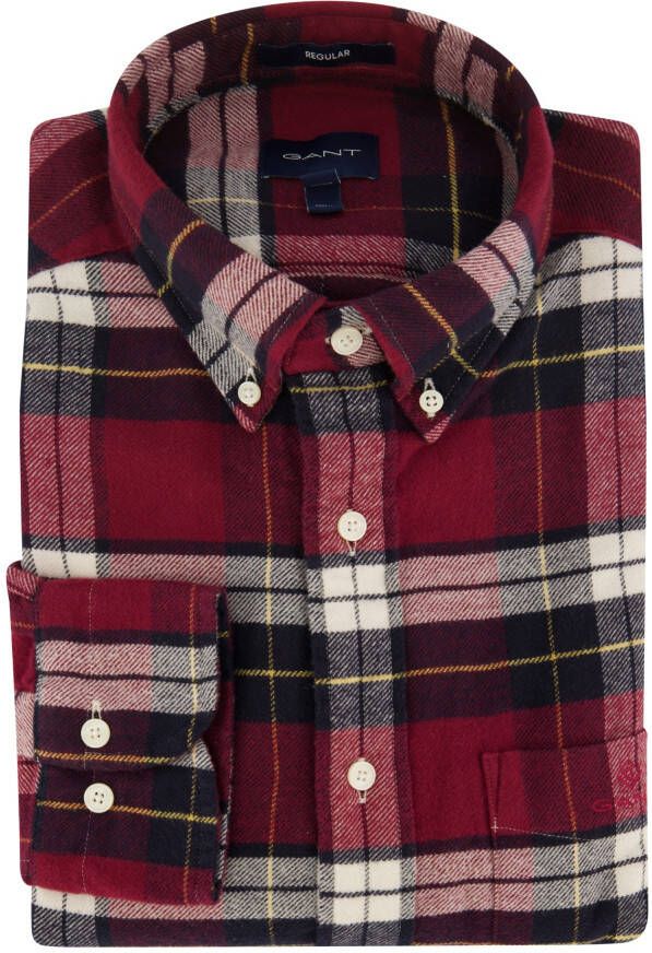 Gant 100% katoenen casual overhemd rood geruit wijde fit