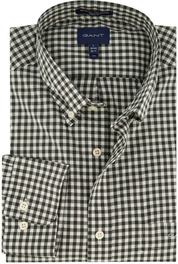 Gant casual overhemd groen geruit katoen wijde fit