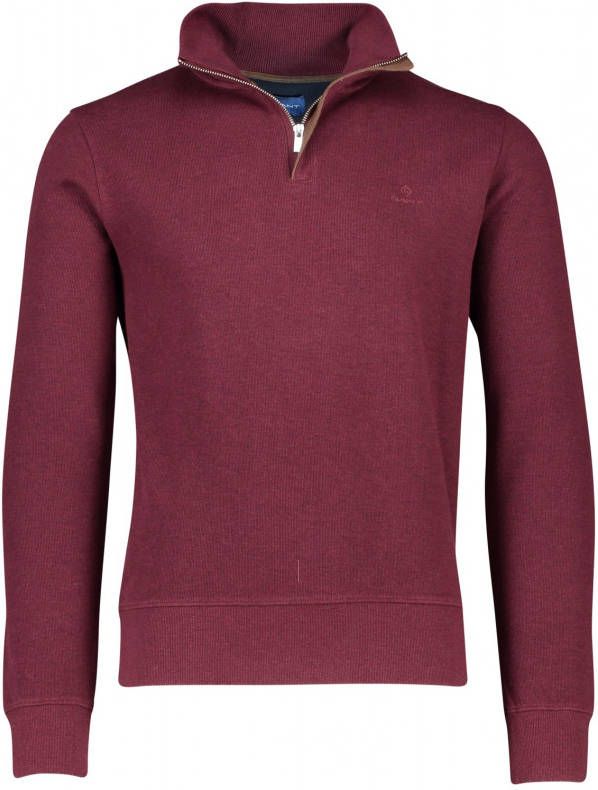 Gant trui bordeaux effen katoen opstaande kraag