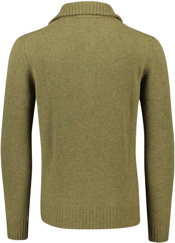 Gant trui groen effen merinowol opstaande kraag