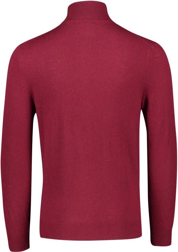 Gant vest bordeaux effen merinowol opstaande kraag rits