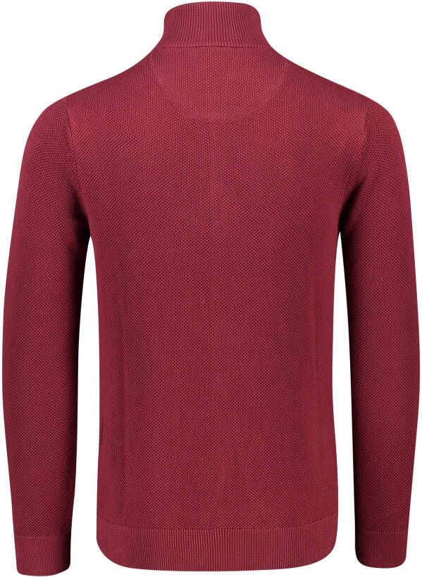 Gant vest rood effen katoen opstaande kraag rits