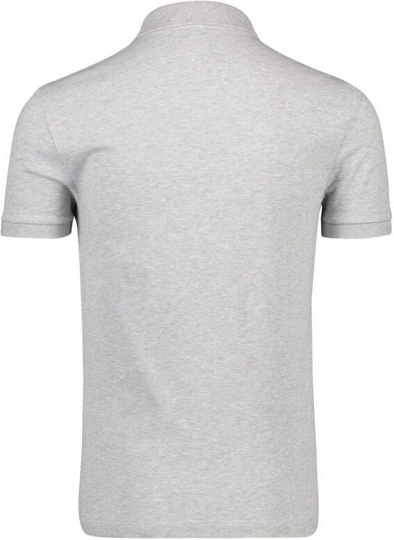 Lacoste poloshirt lichtgrijs met logo effen katoen slim fit