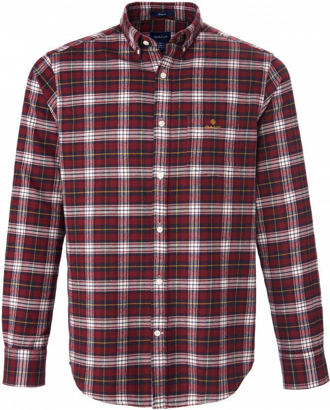Gant casual overhemd bordeaux geruit flanel wijde fit
