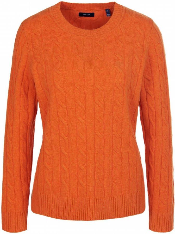 GANT Trui 100% wol ronde hals en lange raglanmo oranje