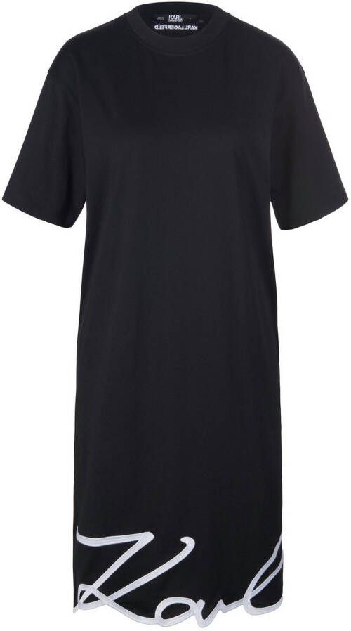 Karl Lagerfeld Dress Signature Hem , Zwart, Dames