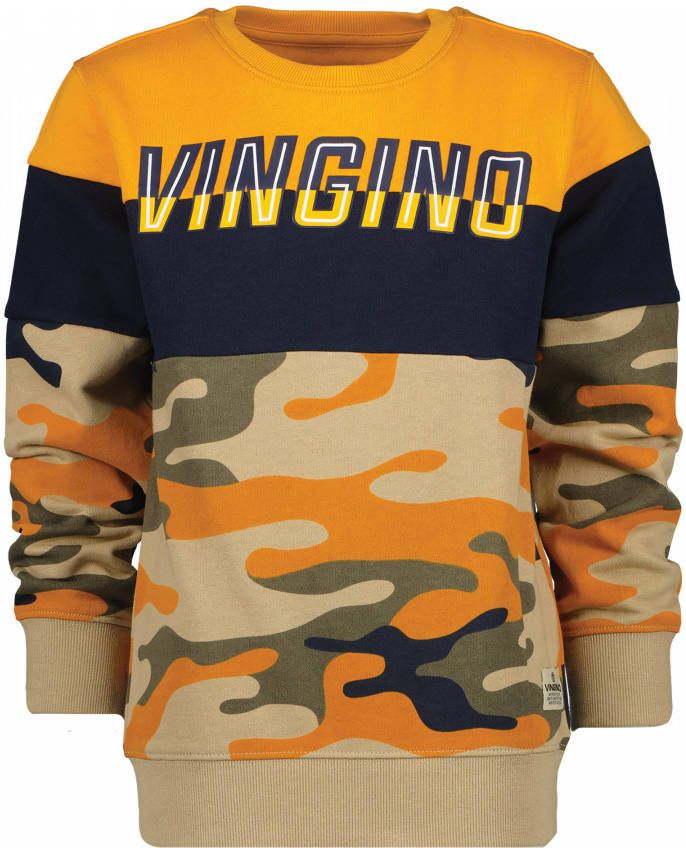 Vingino hoodie Nixed met camouflageprint oranje/lichtbruin/donkerblauw