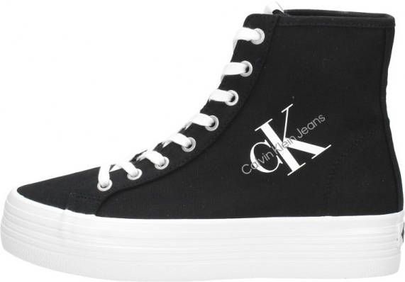 Calvin Klein Zwarte Hoge Sneaker Vulcanized Flatform Mid Cut