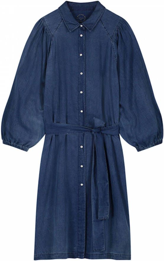 Summum Woman Denim Dress With Puff Sleeves , Blauw, Dames