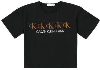 Calvin klein Jeans! Meisjes Shirt Korte Mouw Maat 140 Zwart Katoen