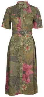 Desigual blousejurk met all over print donkergroen/roze