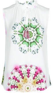 Desigual top met all over print wit/roze/groen