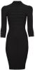 Morgan ribgebreide jurk met plooien zwart/goud online kopen