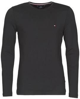 Tommy Hilfiger Stretch slank fit met lange mouw tee zwart , Zwart, Heren