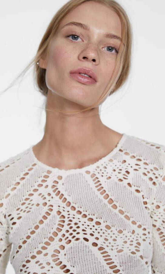 Stradivarius Ajour T Shirt Vanille