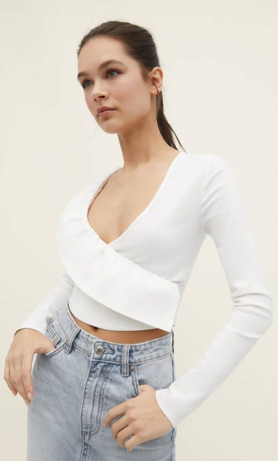 Stradivarius Asymmetrische Top Met Volant Wit