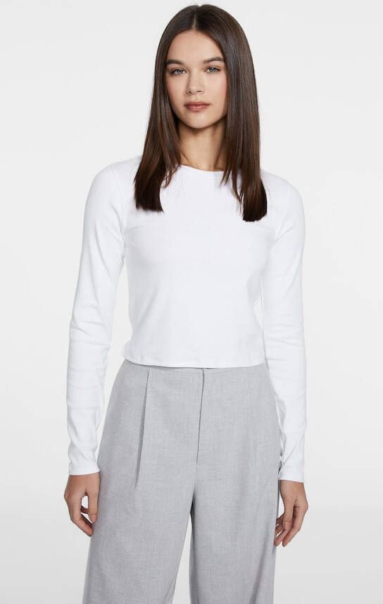 Stradivarius Basic Cropped T Shirt Van Katoen Wit
