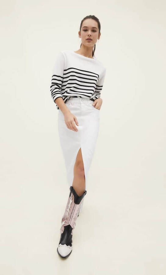 Stradivarius Basic Gestreept T Shirt Wit