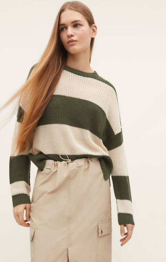 Stradivarius Basic Gestreepte Sweater Groen