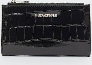 Stradivarius Basic Portemonnee Met Krokoprint Zwart
