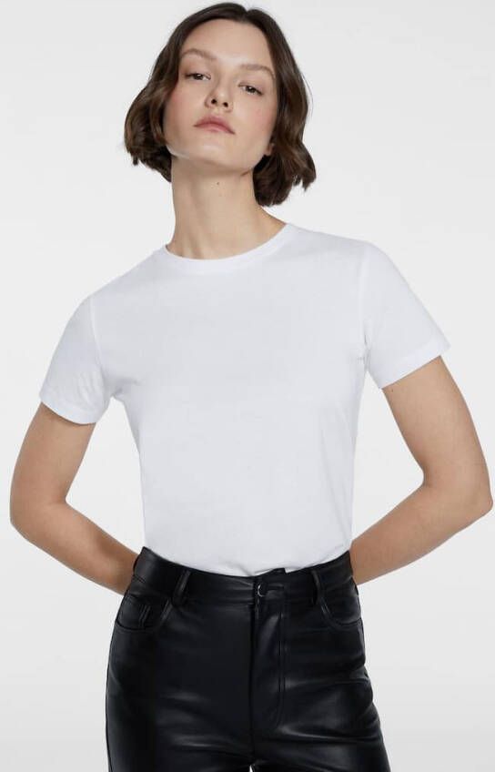 Stradivarius Basic T Shirt Met Korte Mouw Wit