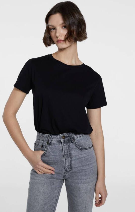 Stradivarius Basic T Shirt Met Korte Mouw Zwart