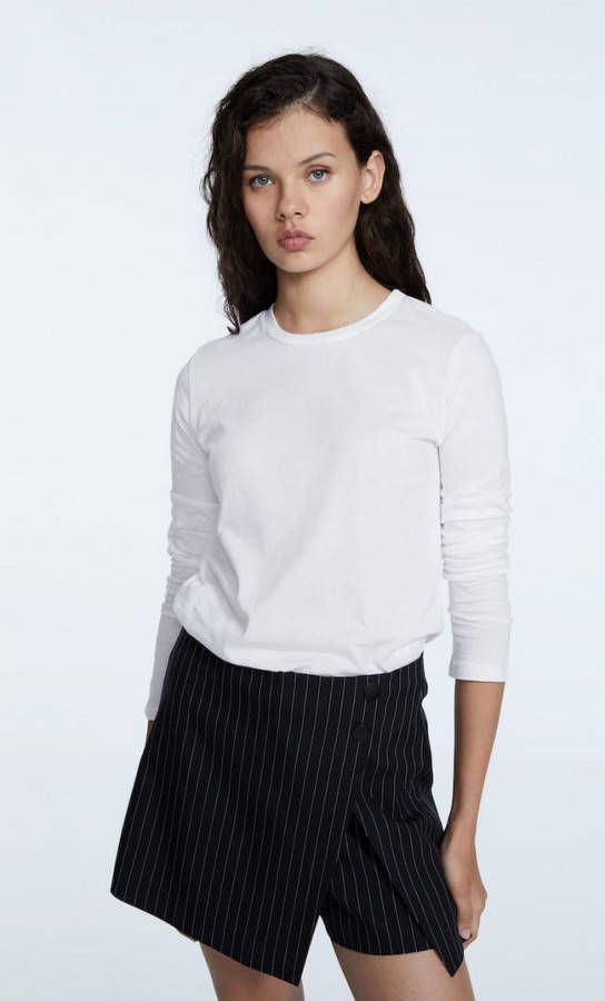 Stradivarius Basic T Shirt Van Katoen Wit