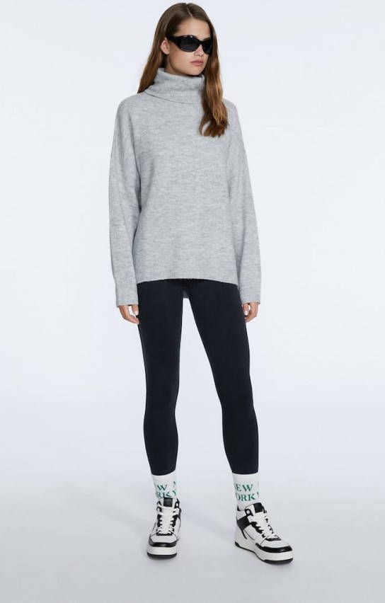 Stradivarius Basic Trui Met Col Grijs Melange