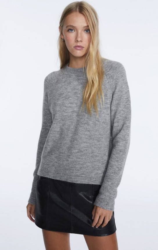 Stradivarius Basic Viltachtige Trui Grijs Melange