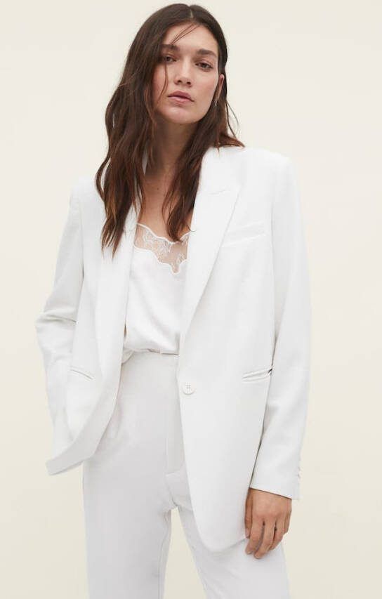 Stradivarius Blazer Met Knoop Ecru