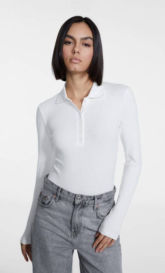 Stradivarius Body Met Polokraag Ecru