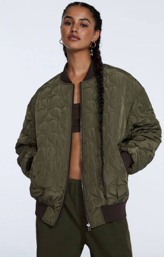 Stradivarius Bomberjack Met Hart Kaki