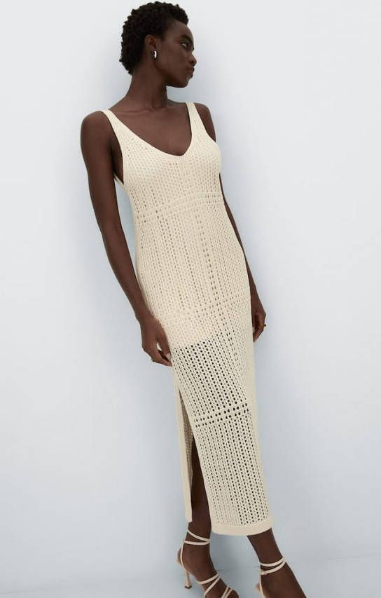 Stradivarius Crochet Jurk Vanille