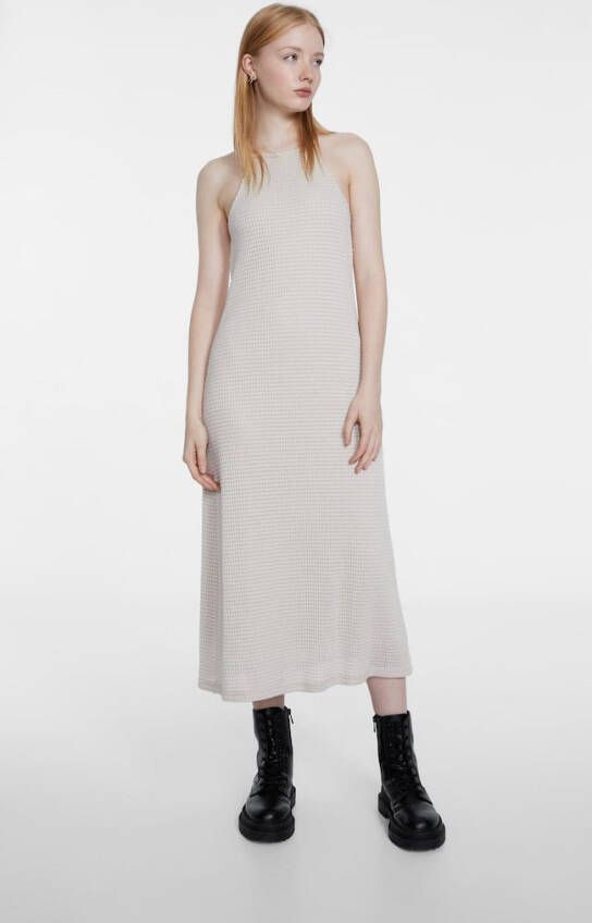 Stradivarius Crochet Midi Jurk Met Halter Steen