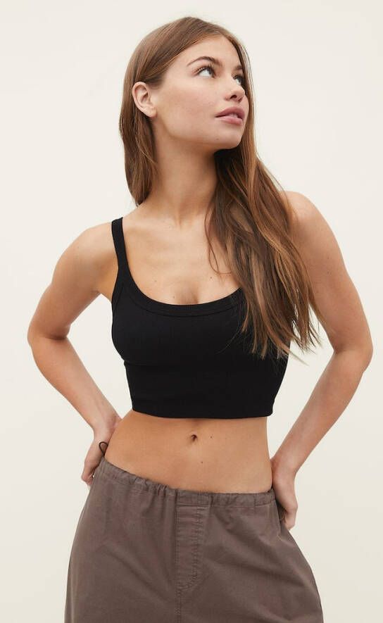 Stradivarius Crop Top Met Brede Bandjes Zwart