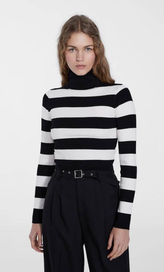 Stradivarius Cropped Trui Met Hoge Kraag Vanille