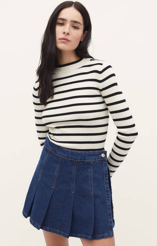 Stradivarius Curved Sweater Met Halve Col Vanille