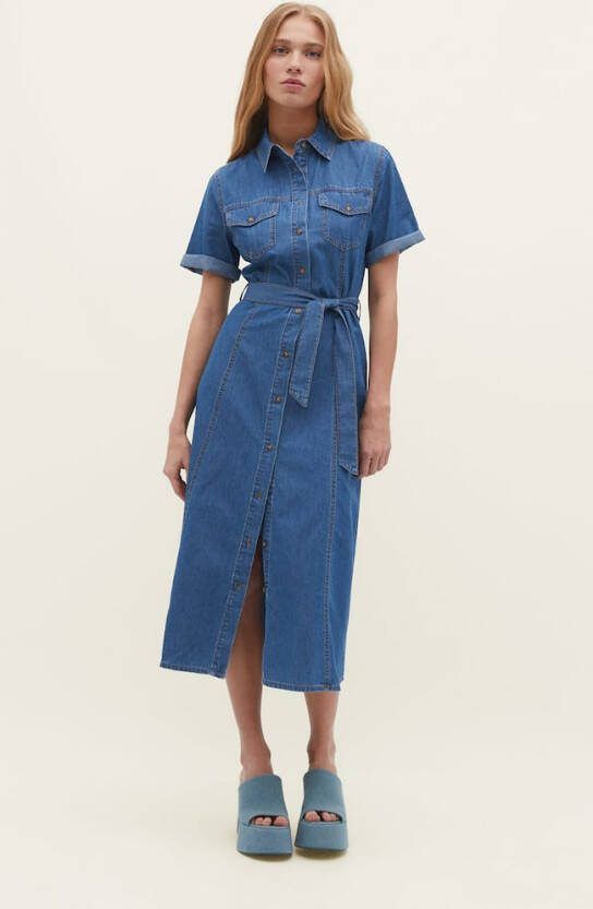 Stradivarius Denim Shirtdress Medium Lichtblauw Denim