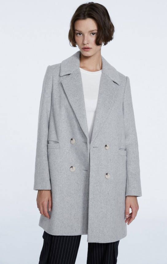 Stradivarius Double Breasted Jas Met Knopen Grijs Melange