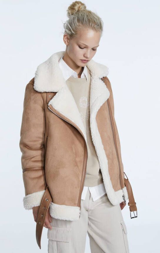 Stradivarius Dubbelzijdig Bikerjack Geelbruin