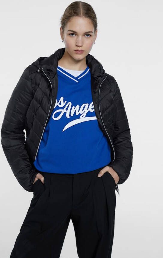 Stradivarius Gewatteerd Jack Met Capuchon Zwart