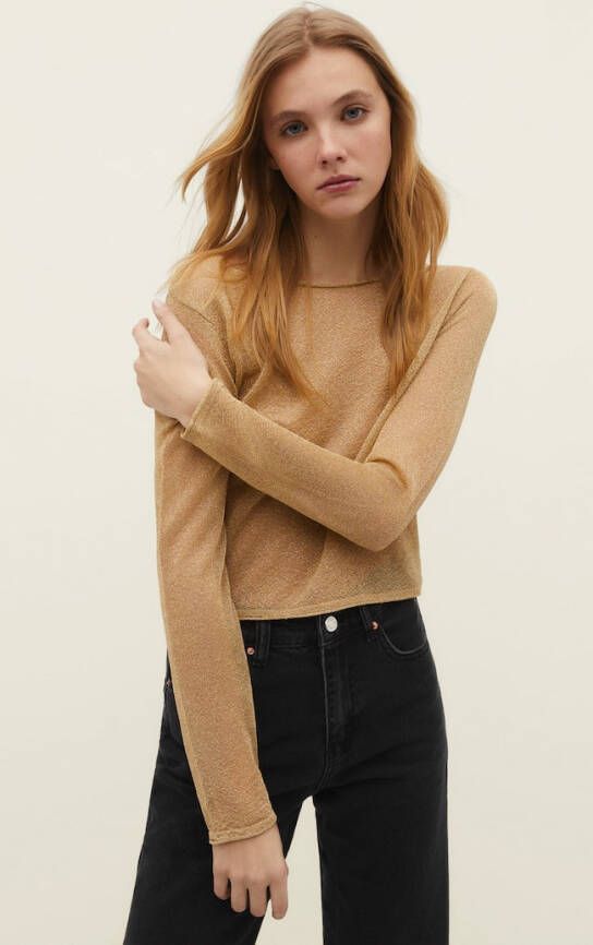 Stradivarius Glinsterende Gebreide Trui Geel