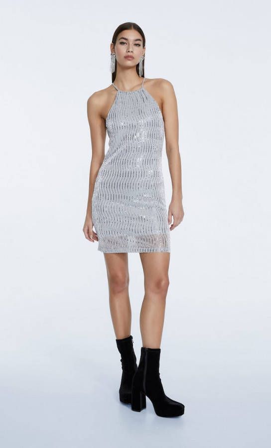 Stradivarius Halterjurk Met Stras Grijs